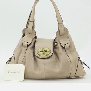 Mulberry Beige Leather Turnlock Satchel